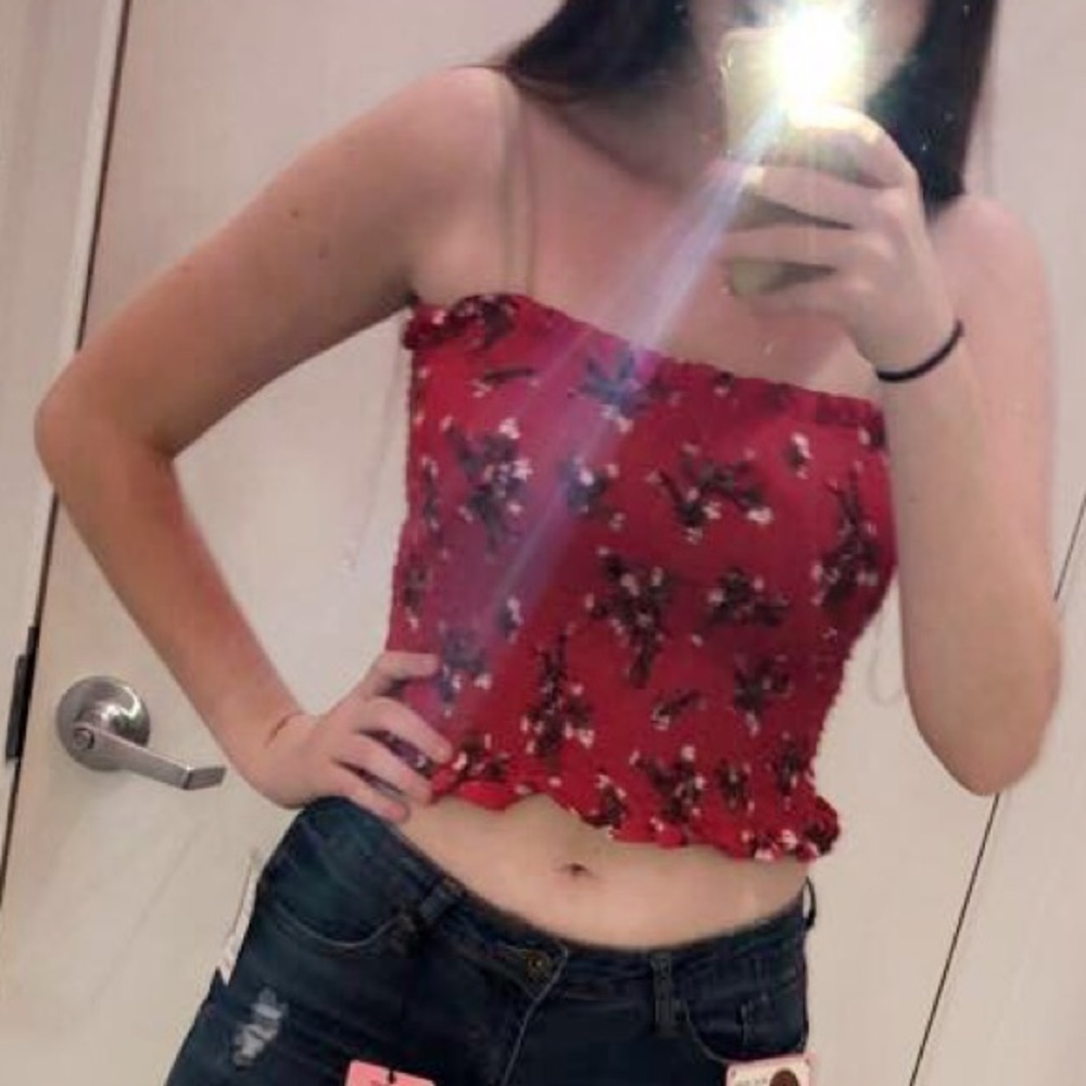 red floral tube top <3